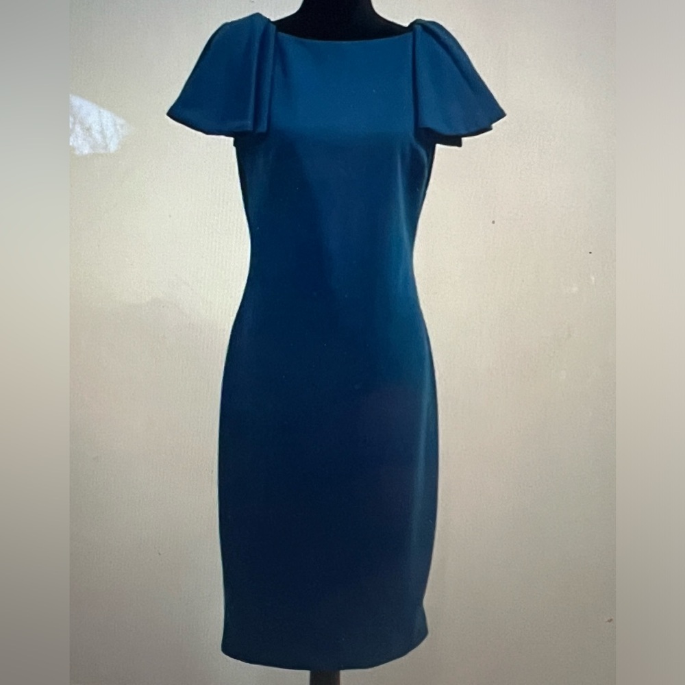 Badgley Mischka teal sheath dress